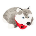 Gray Wolf Pillow Pal Stuffed Animal with Custom Imprint Bandana